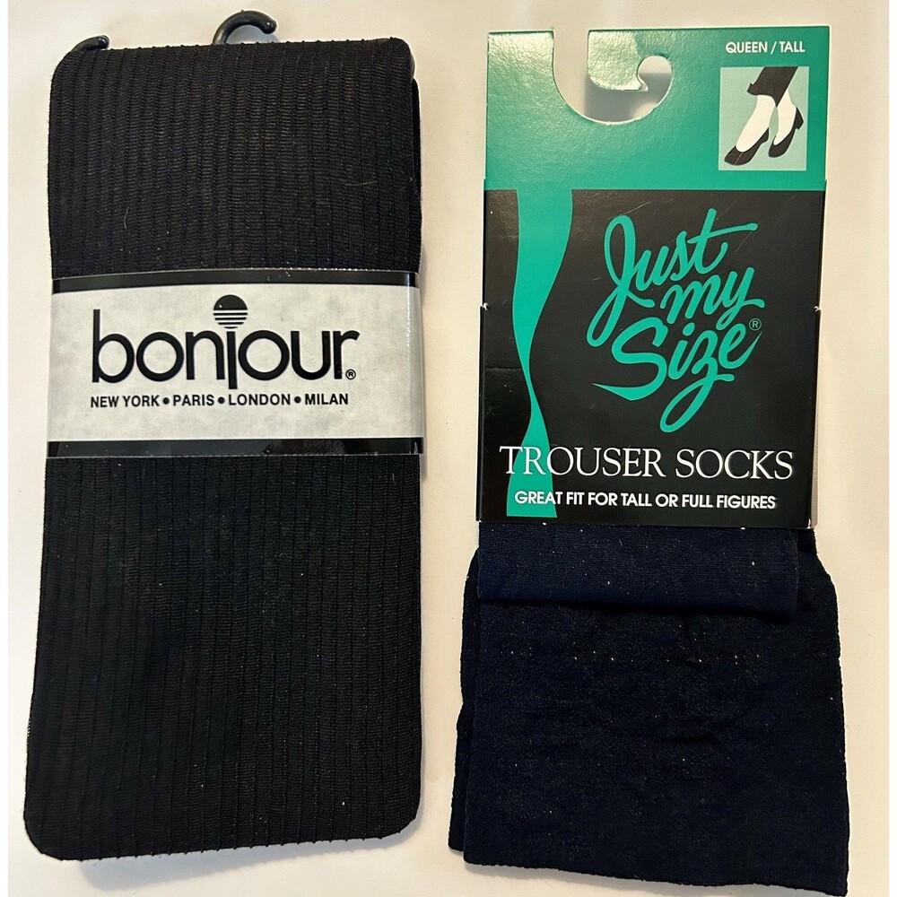 Lot Of 2 Pair of Trouser Socks New Women’s Black And Navy